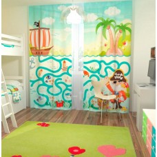 Фотошторы для детской комнаты с эффектом объемного рисунка 3D Пиратские загадки 155*270см